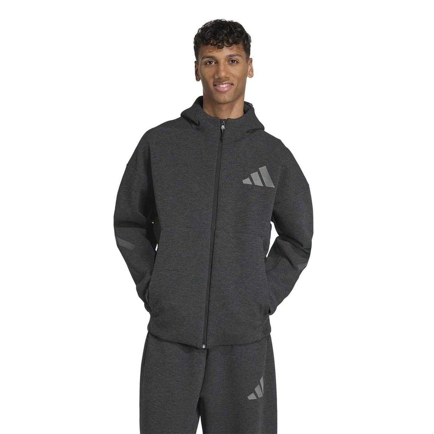 Black Melange - Lifestyle - Adidas Mens Z.N.E. Premium Full Zip Hoodie