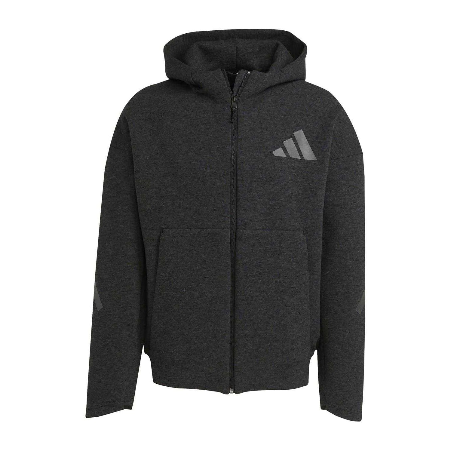 Black Melange - Front - Adidas Mens Z.N.E. Premium Full Zip Hoodie