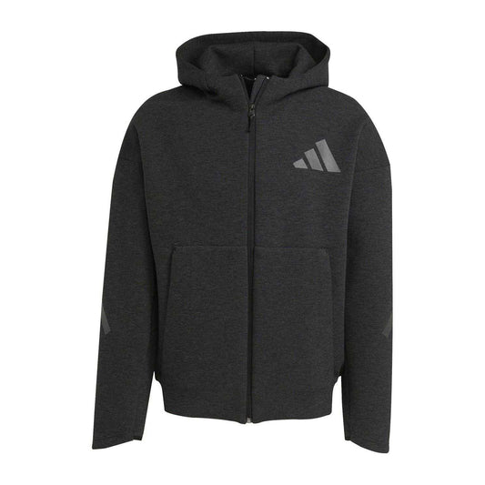 Black Melange - Front - Adidas Mens Z.N.E. Premium Full Zip Hoodie