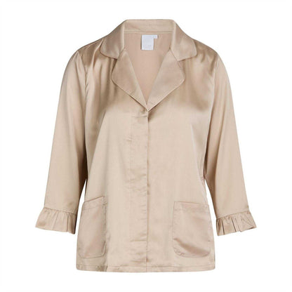 Moonlight - Front - CCDK Copenhagen Womens-Ladies Saga Plain Satin Pyjama Top