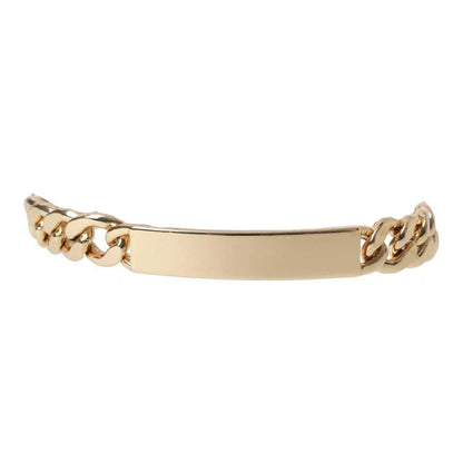 Gold - Side - Fabric Unisex Adult Curb Chain Bracelet