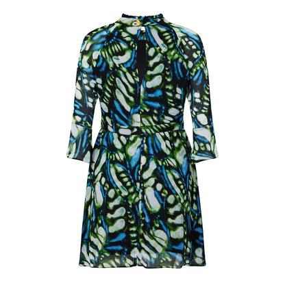 Butterfly Green - Back - Biba Womens-Ladies High-Neck Skater Dress