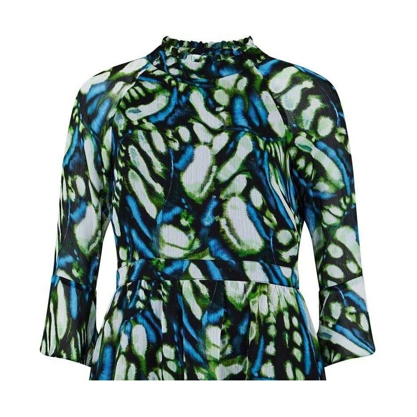 Butterfly Green - Side - Biba Womens-Ladies High-Neck Skater Dress