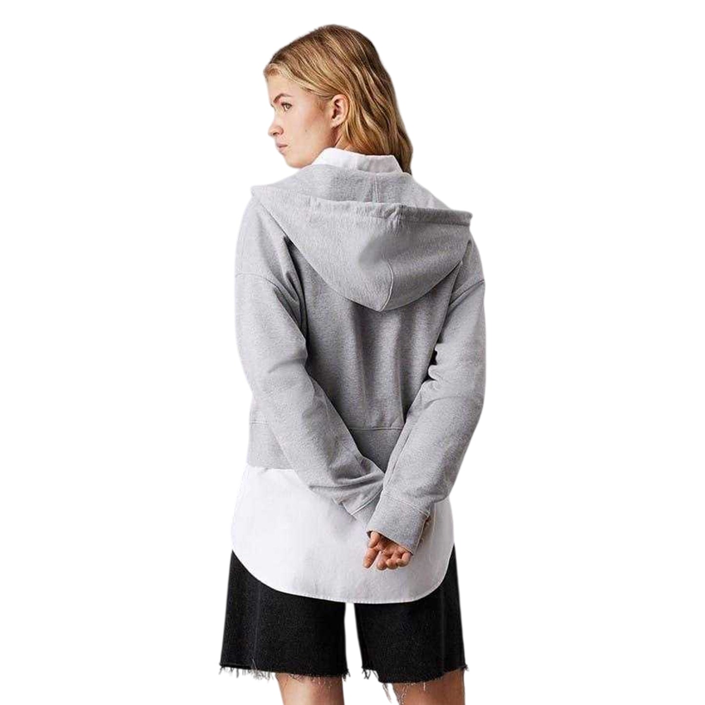 Heather Grey - Back - Calvin Klein Womens-Ladies Full Zip Hoodie