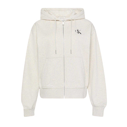 Vanilla Heather - Front - Calvin Klein Womens-Ladies Full Zip Hoodie