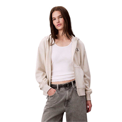 Vanilla Heather - Side - Calvin Klein Womens-Ladies Full Zip Hoodie