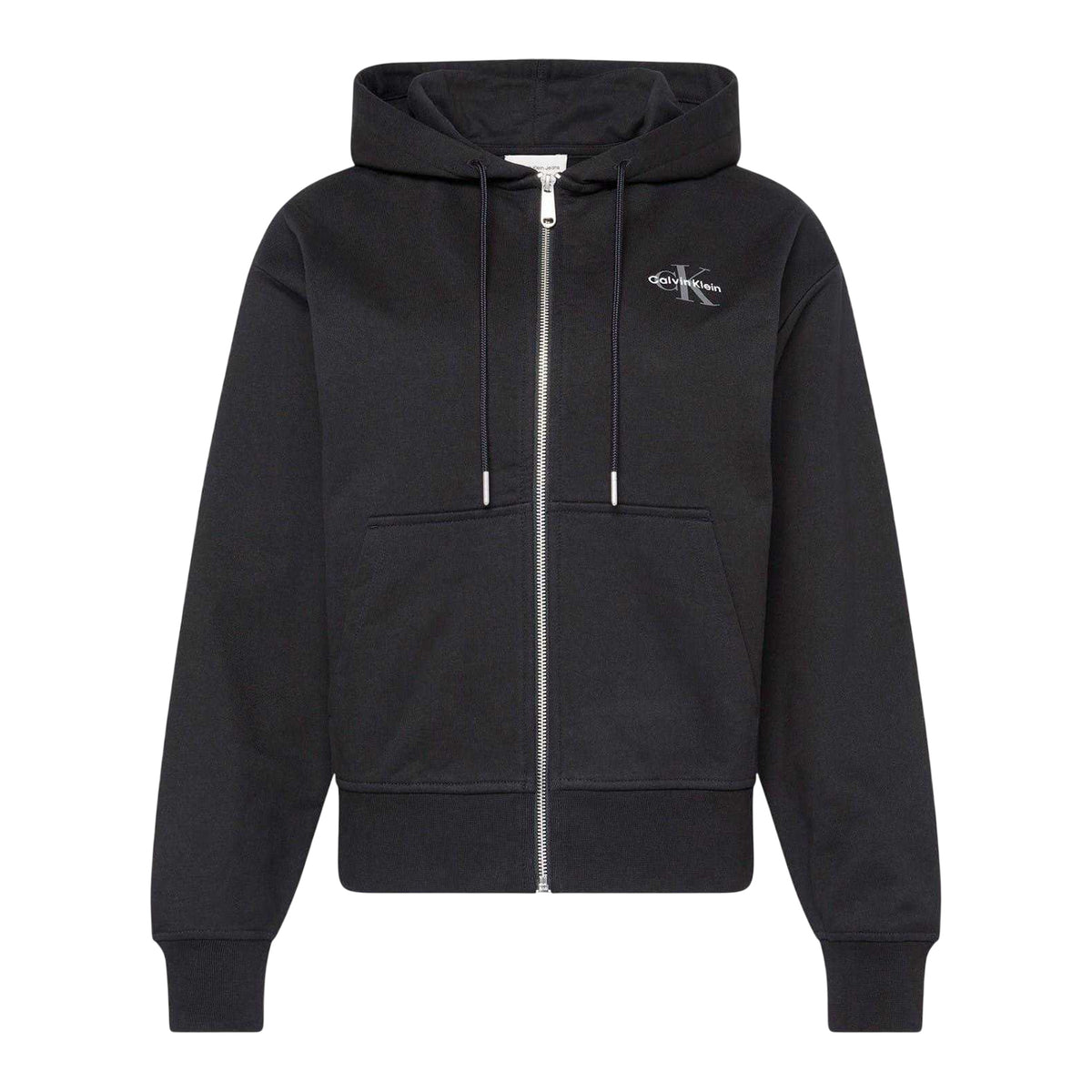 Black - Front - Calvin Klein Womens-Ladies Full Zip Hoodie