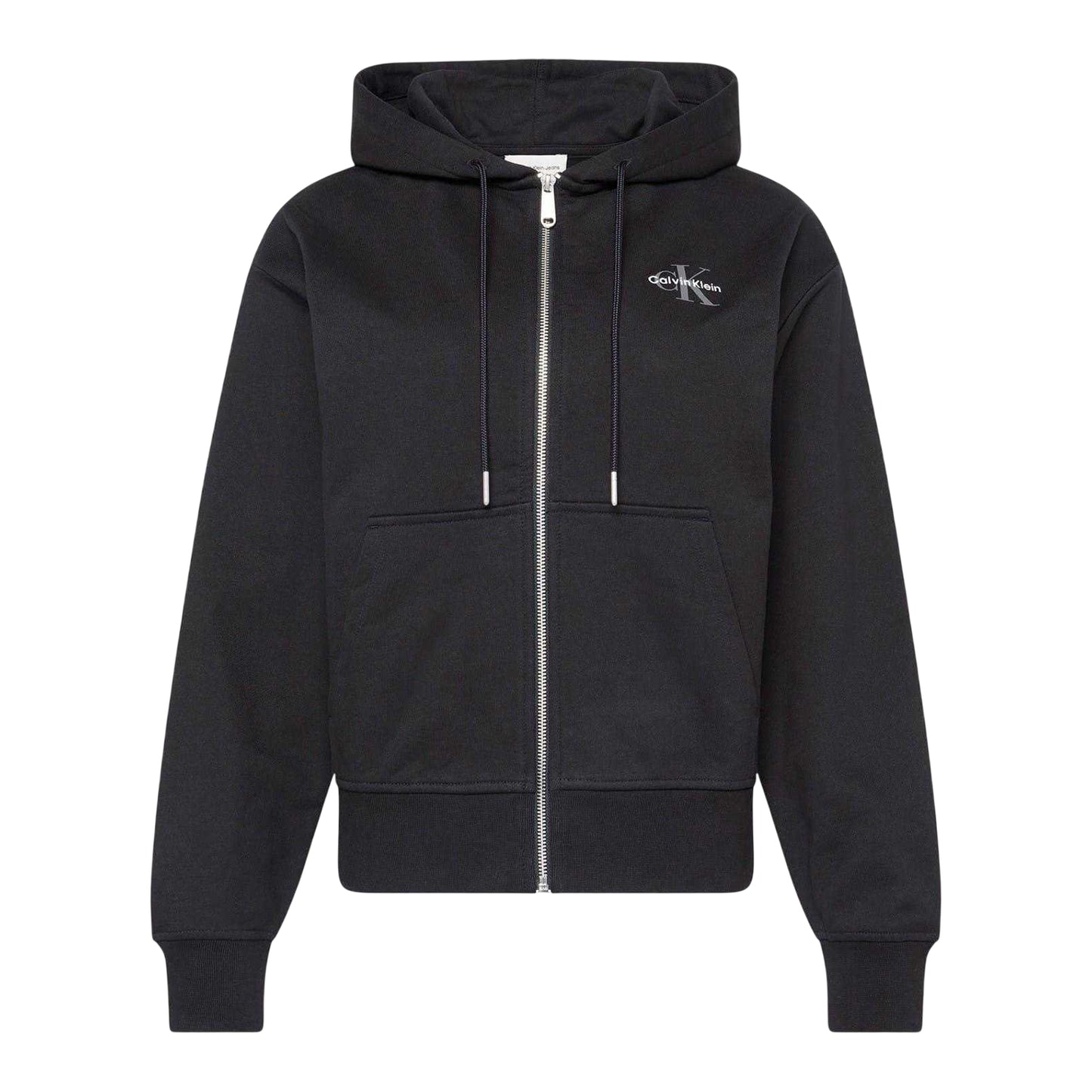 Black - Front - Calvin Klein Womens-Ladies Full Zip Hoodie