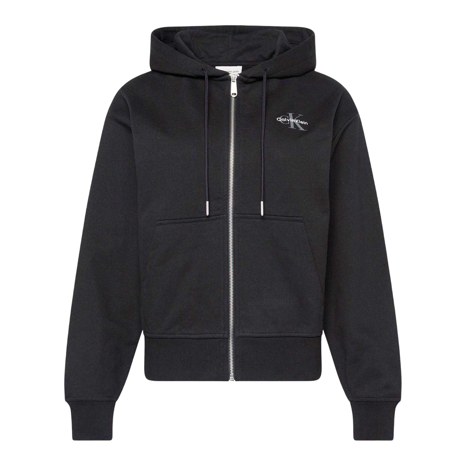Black - Front - Calvin Klein Womens-Ladies Full Zip Hoodie