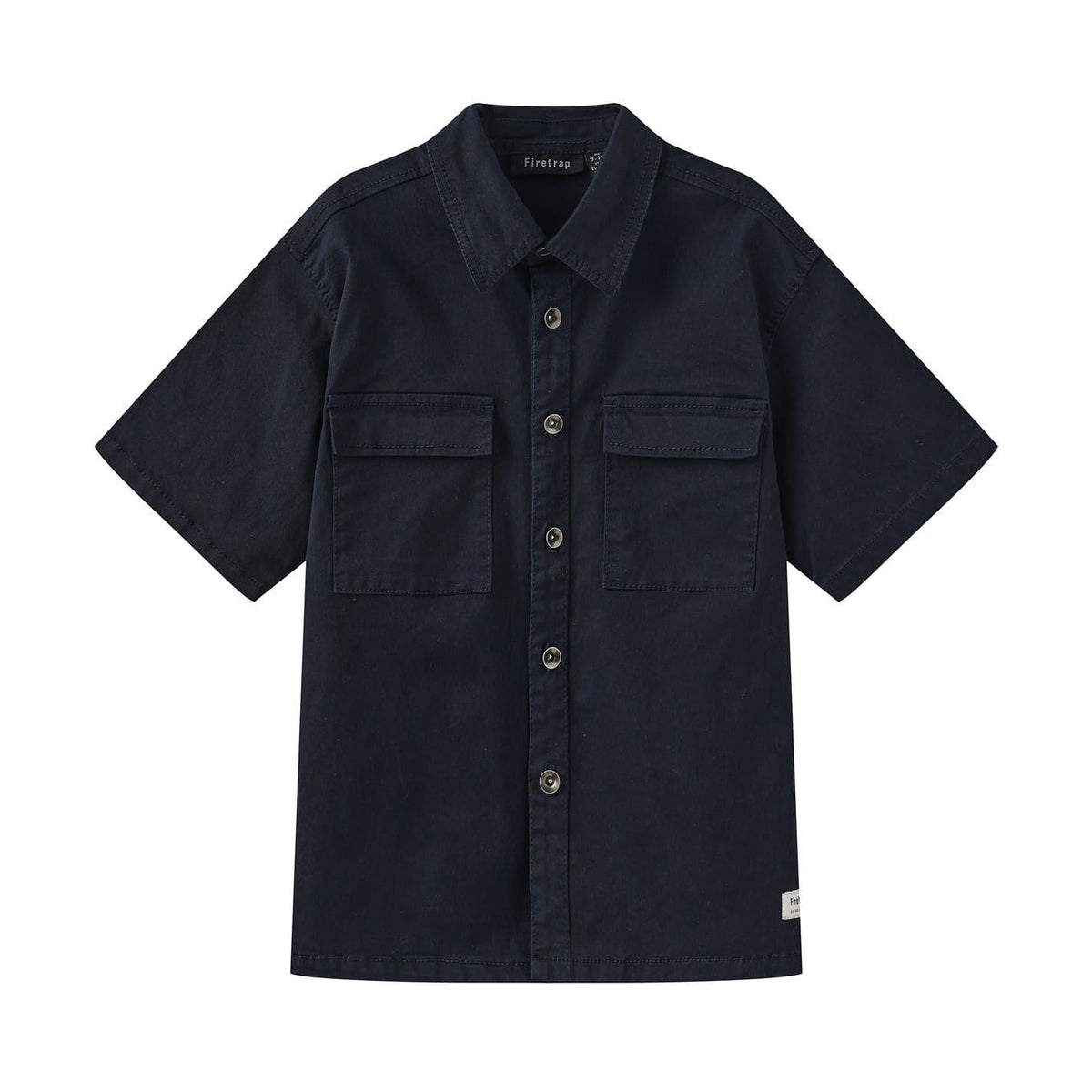 Navy - Front - Firetrap Childrens-Kids Pocket Short-Sleeved Shirt