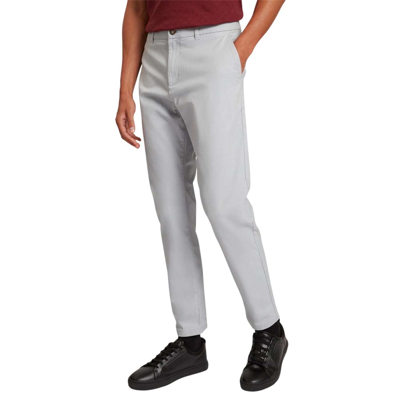 Light Grey - Side - Ted Baker Mens Plain Slim Chinos