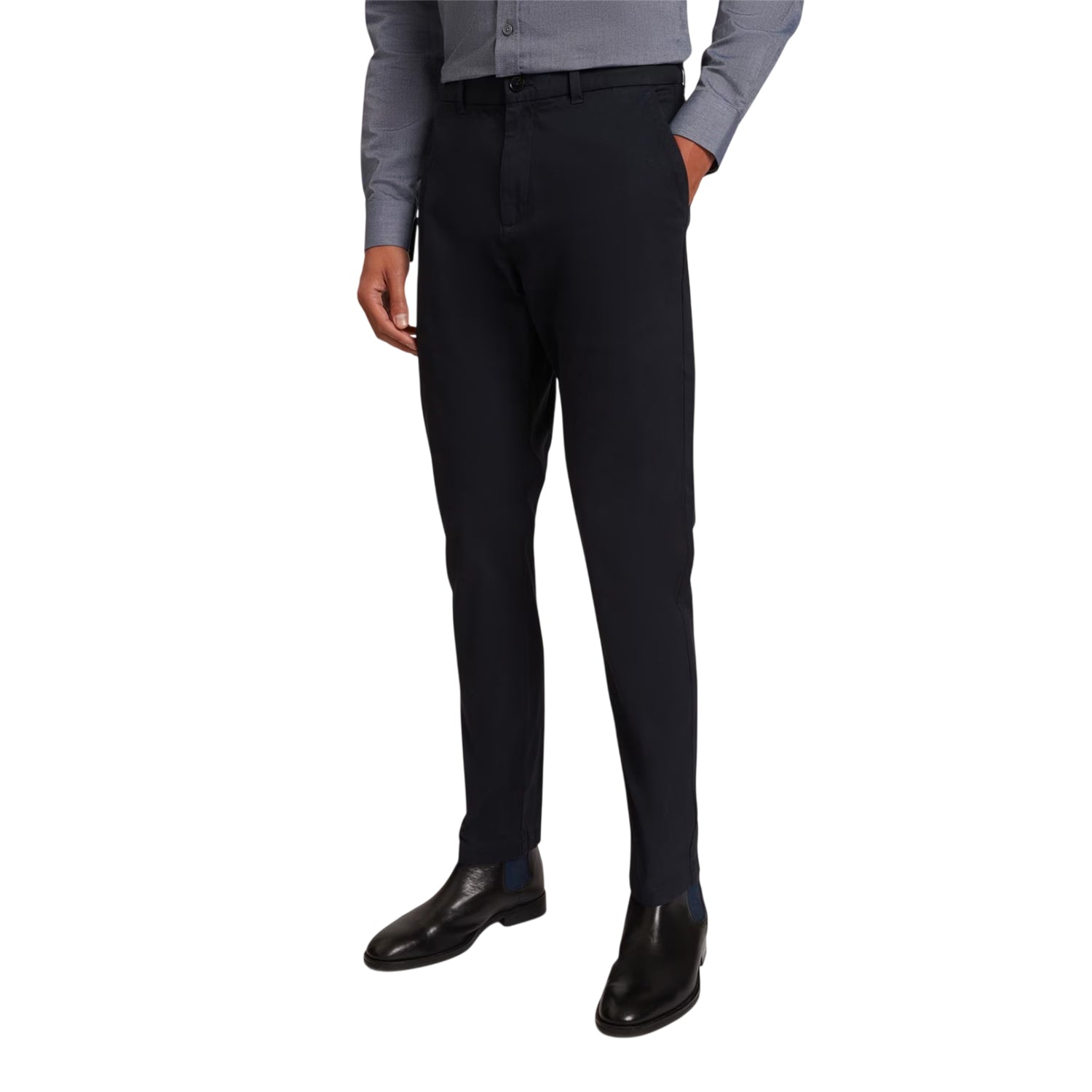 Dark Navy - Side - Ted Baker Mens Plain Slim Chinos