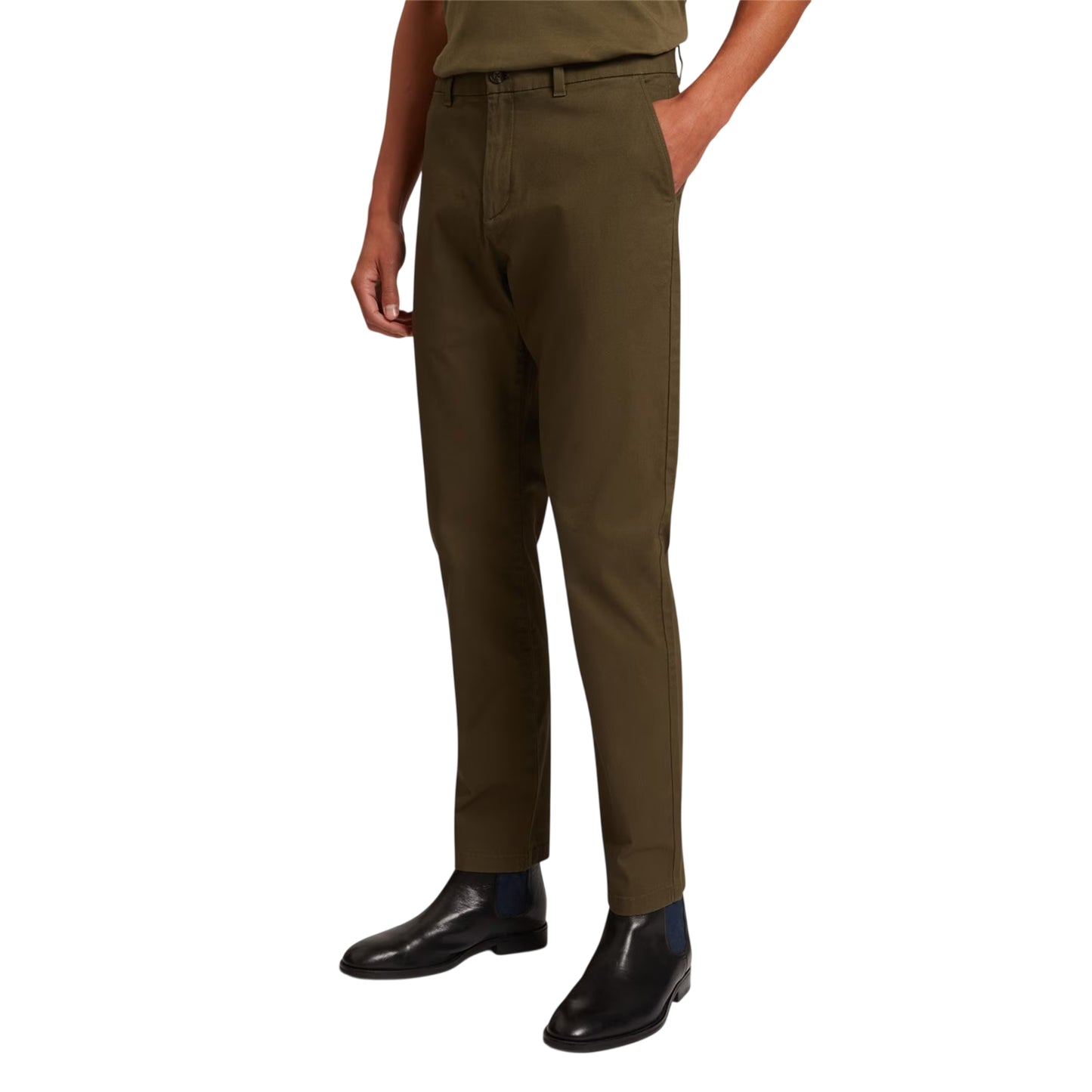 Khaki Brown - Side - Ted Baker Mens Plain Slim Chinos