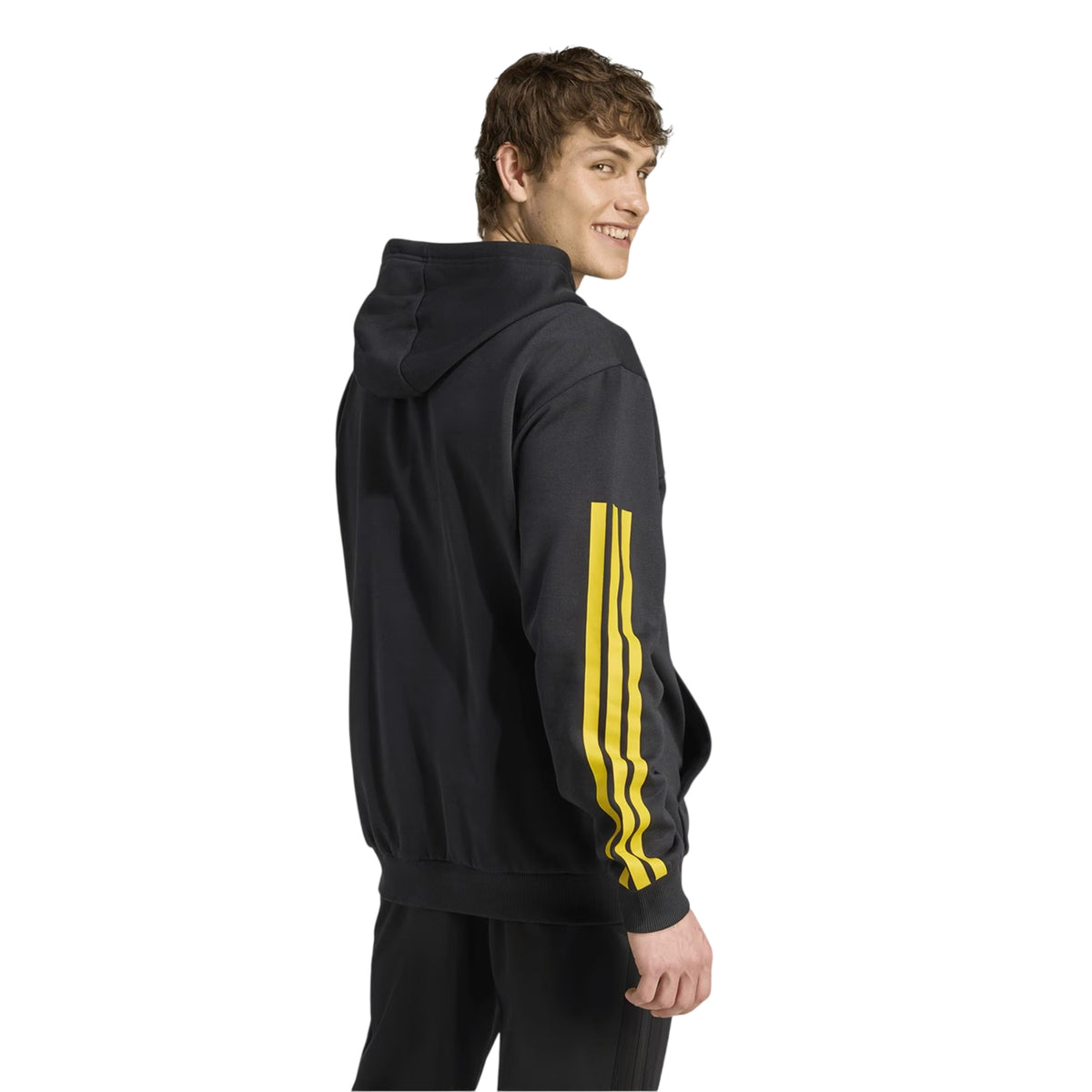 Black-Gold - Back - Adidas Unisex Adult House of Tiro Nations Pack Striped Cotton Sport Hoodie