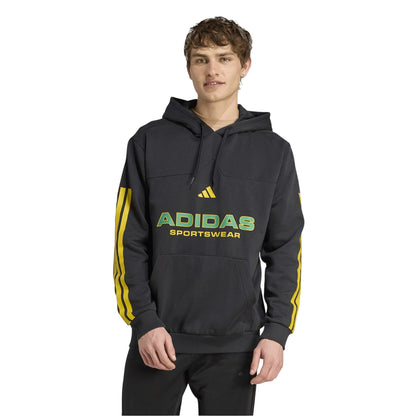 Black-Gold - Side - Adidas Unisex Adult House of Tiro Nations Pack Striped Cotton Sport Hoodie