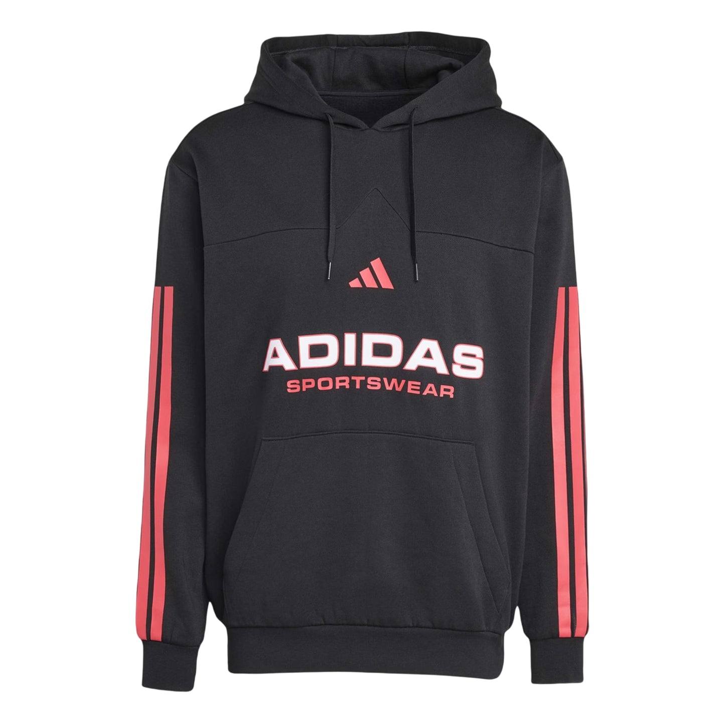 Black-Ruby Red - Front - Adidas Unisex Adult House of Tiro Nations Pack Striped Cotton Sport Hoodie