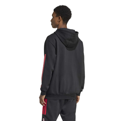 Black-Ruby Red - Back - Adidas Unisex Adult House of Tiro Nations Pack Striped Cotton Sport Hoodie