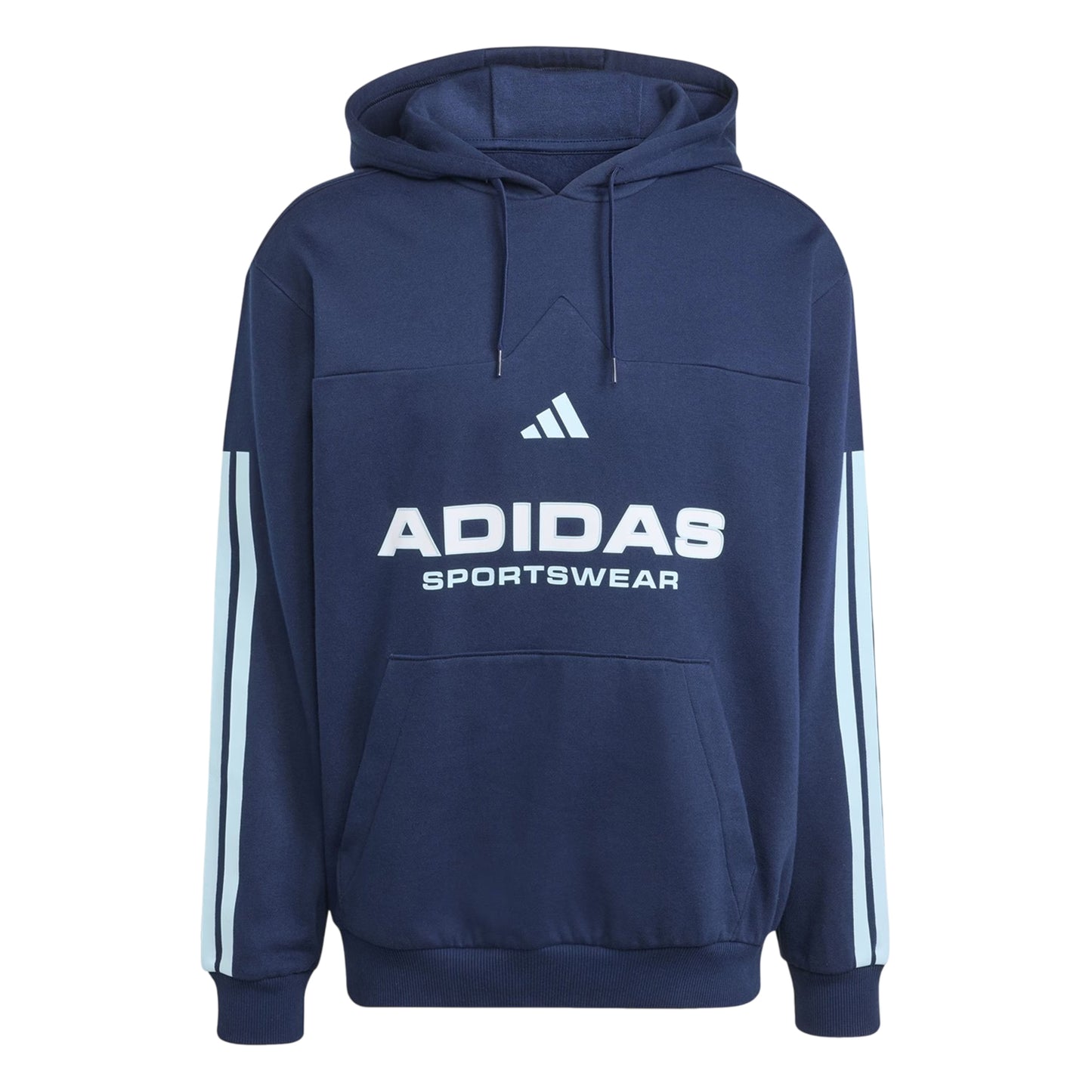 Dark Blue-White - Front - Adidas Unisex Adult House of Tiro Nations Pack Striped Cotton Sport Hoodie