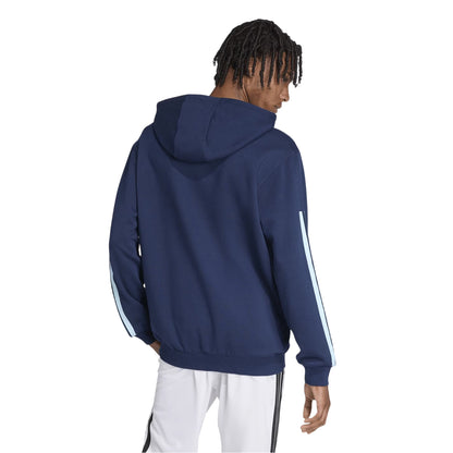 Dark Blue-White - Back - Adidas Unisex Adult House of Tiro Nations Pack Striped Cotton Sport Hoodie