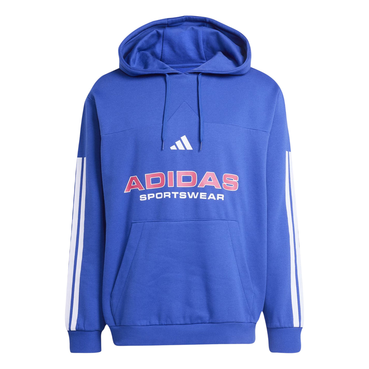 Light Blue-White - Front - Adidas Unisex Adult House of Tiro Nations Pack Striped Cotton Sport Hoodie