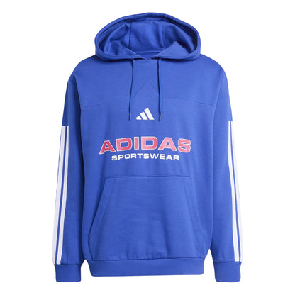 Light Blue-White - Front - Adidas Unisex Adult House of Tiro Nations Pack Striped Cotton Sport Hoodie