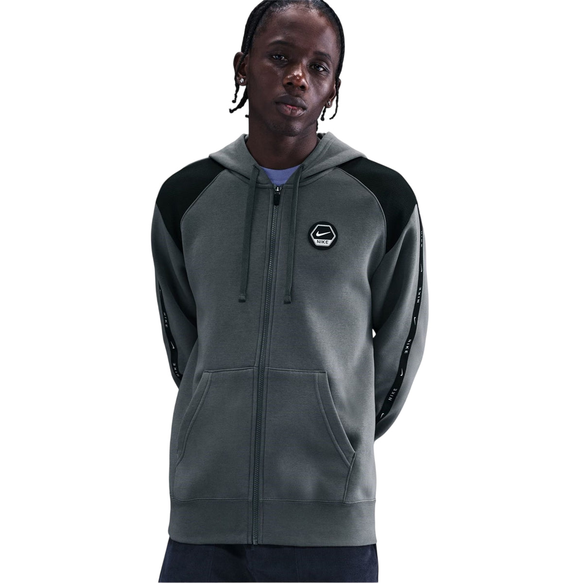 Grey-Black - Front - Nike Mens Move Full Zip Hoodie