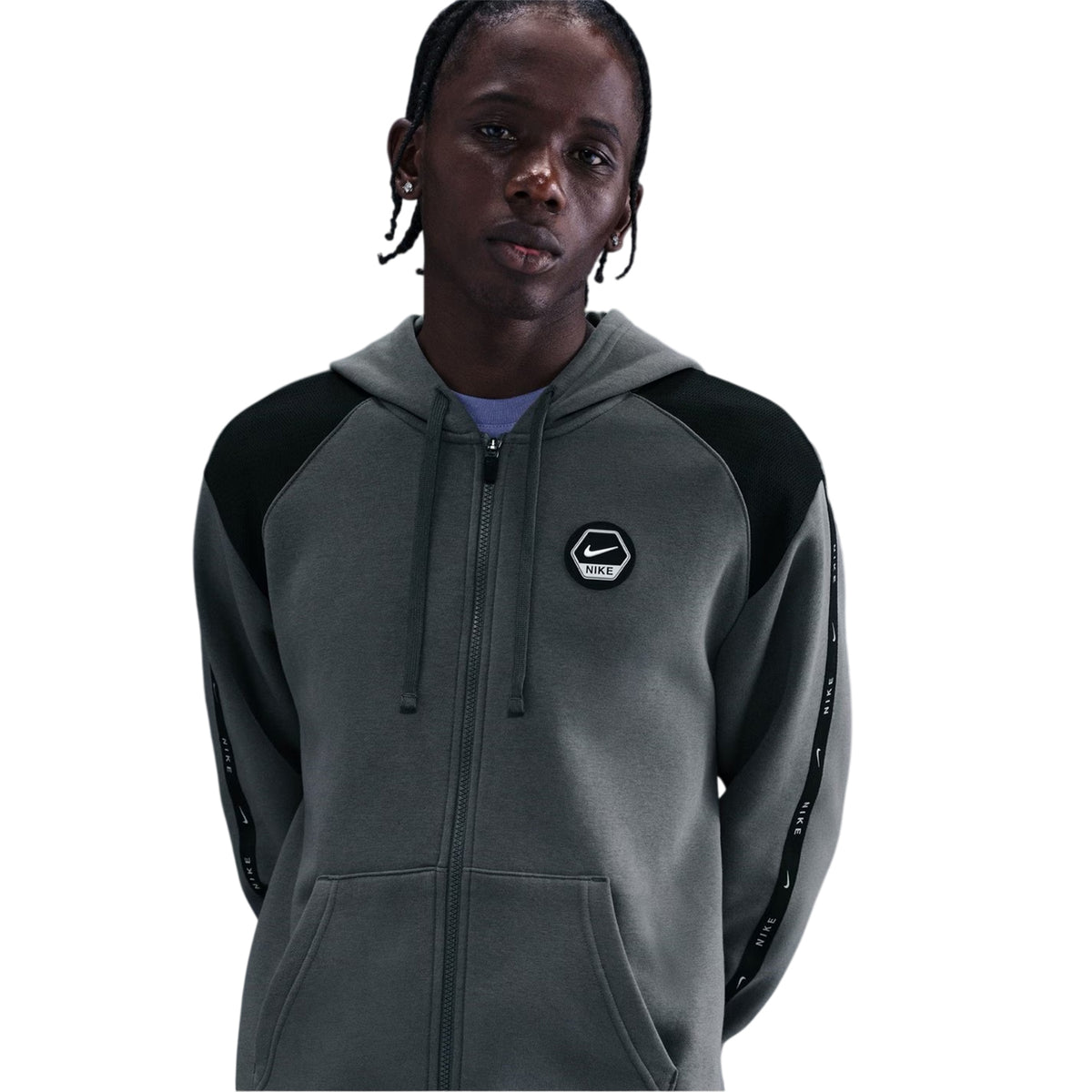 Grey-Black - Side - Nike Mens Move Full Zip Hoodie