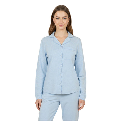 Blue - Side - Chelsea Peers Womens-Ladies Cotton Long Pyjama Set
