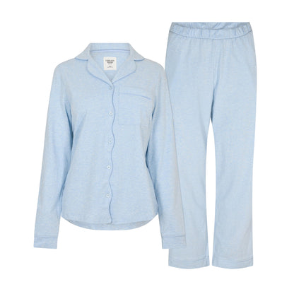Blue - Front - Chelsea Peers Womens-Ladies Cotton Long Pyjama Set