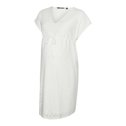 Snow White - Front - Mamalicious Womens-Ladies Vmmtassa V Neck Maternity Dress