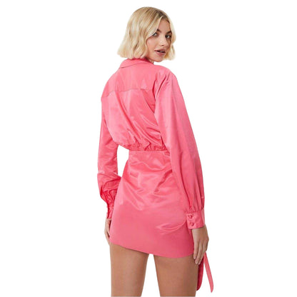 Hot Pink - Back - Jack Wills Womens-Ladies Draped Shirt Dress