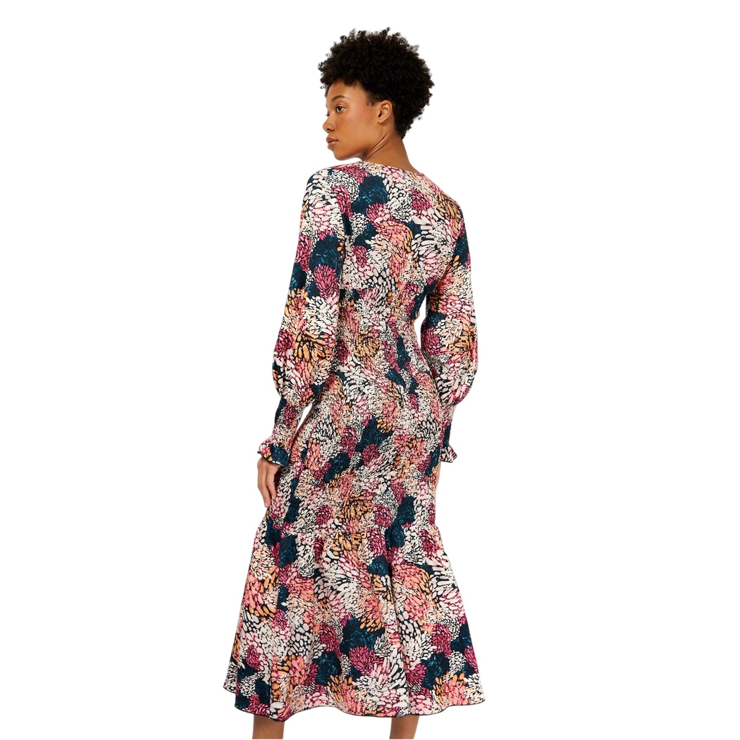 Multicoloured Print - Back - Little Mistress Womens-Ladies Floral V Neck Maxi Dress