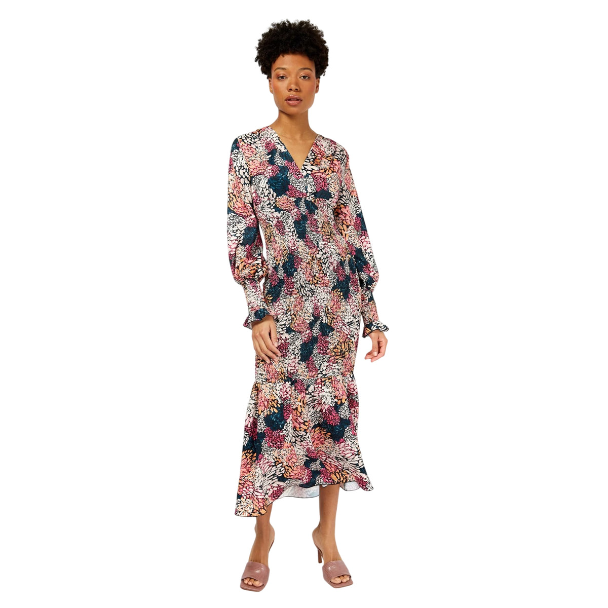 Multicoloured Print - Side - Little Mistress Womens-Ladies Floral V Neck Maxi Dress