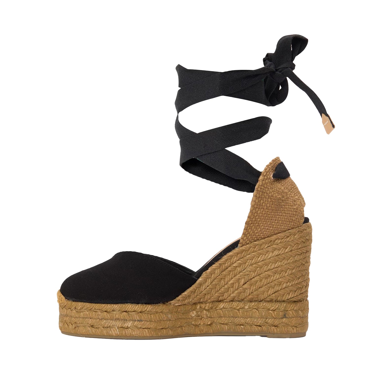 Black - Back - Castaner Womens-Ladies Chiara Canvas Wedge Sandals