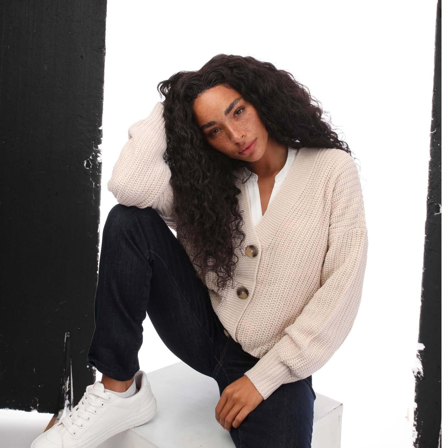 Stone - Pack Shot - Only Womens-Ladies Carol Nice Knitted Cardigan