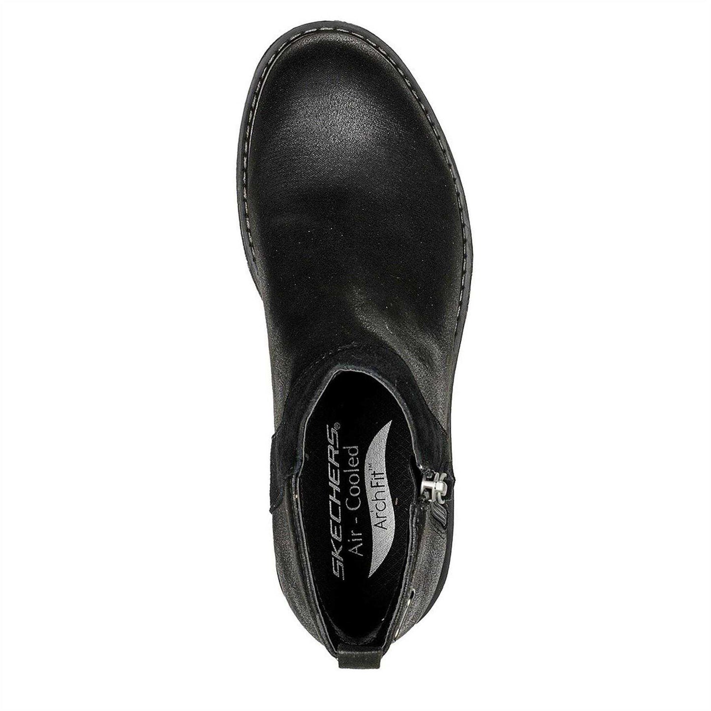 Black - Side - Skechers Womens-Ladies Suede Arch Fit Ankle Boots