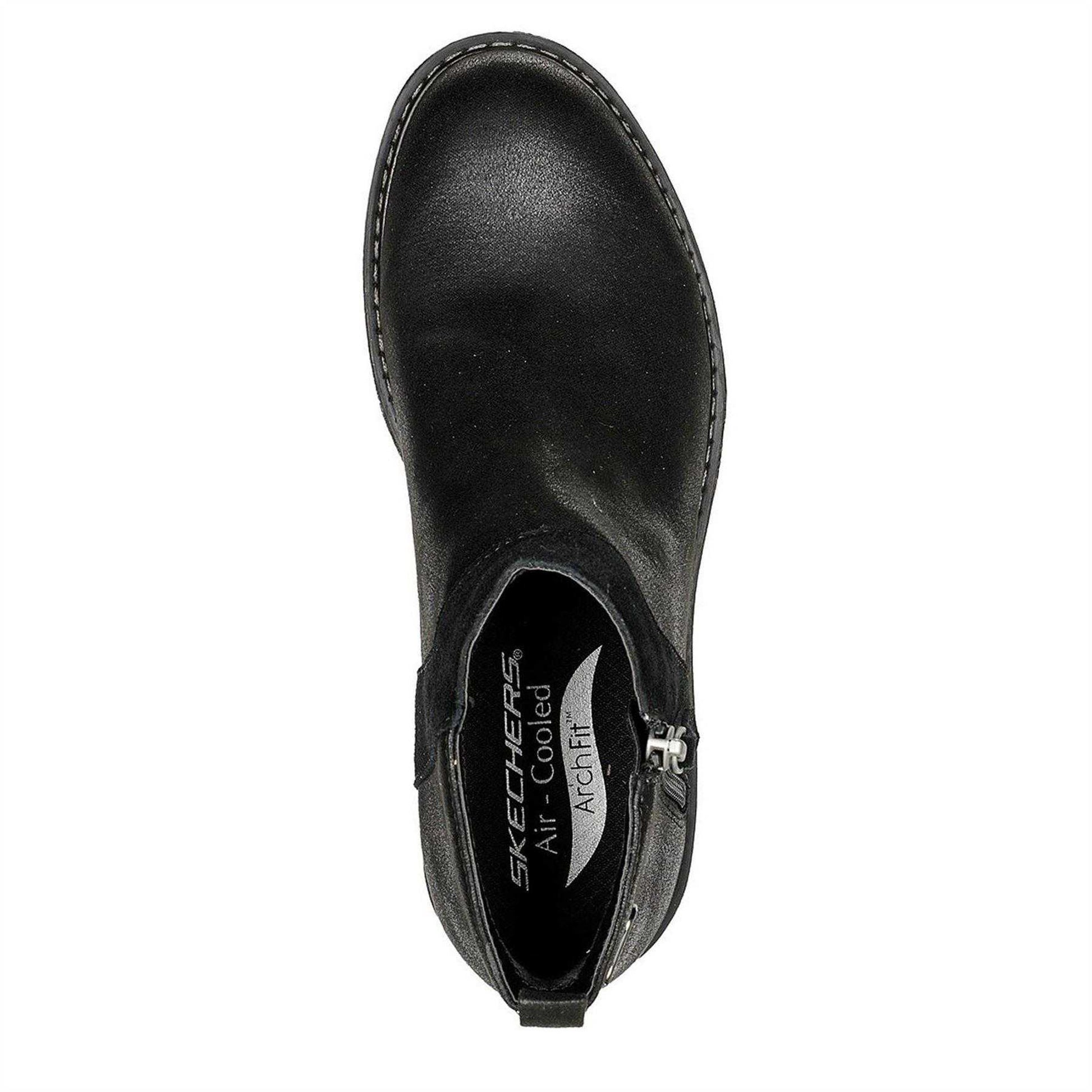 Black - Side - Skechers Womens-Ladies Suede Arch Fit Ankle Boots