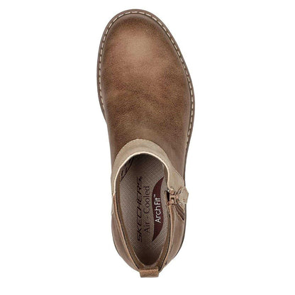 Mushroom - Side - Skechers Womens-Ladies Suede Arch Fit Ankle Boots