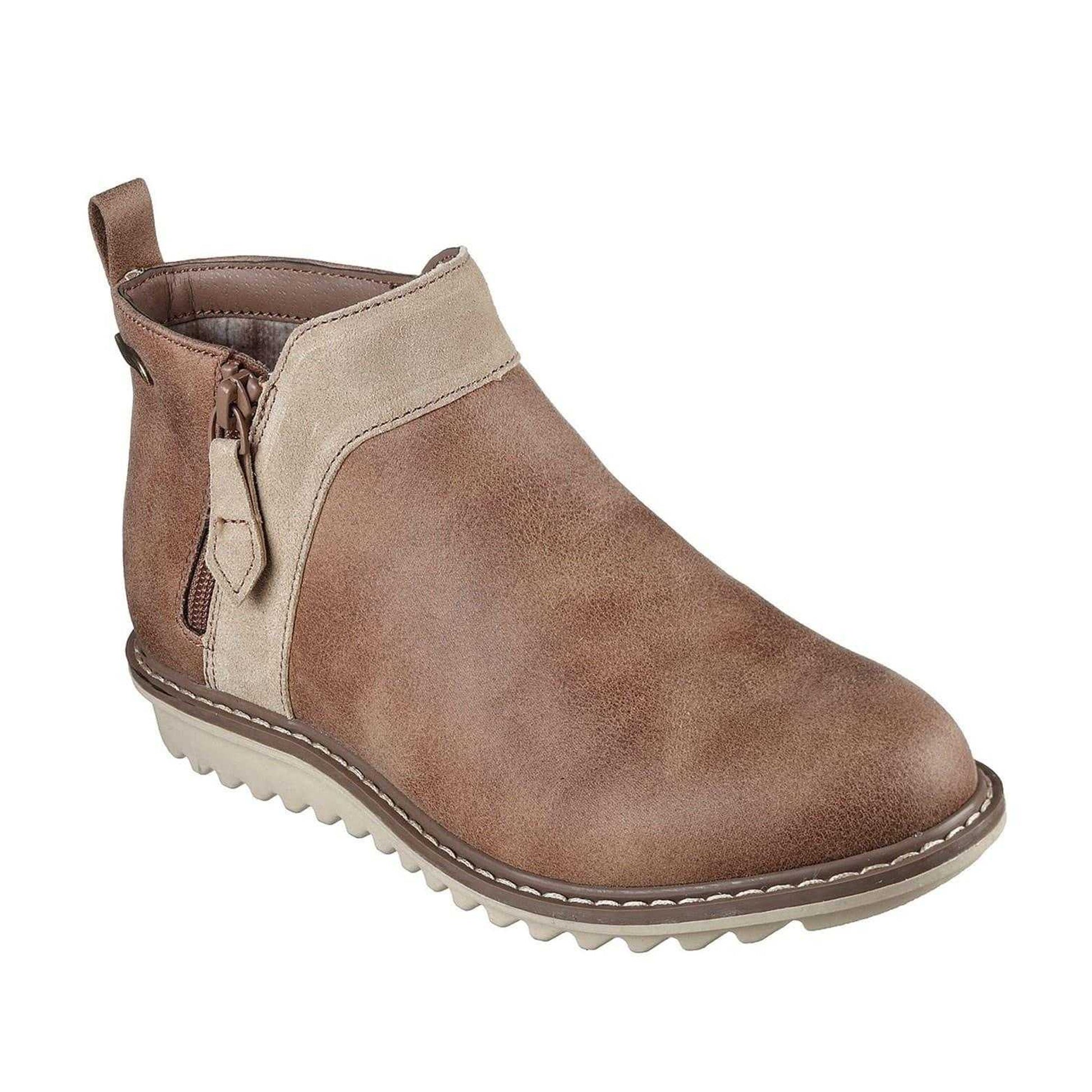 Mushroom - Pack Shot - Skechers Womens-Ladies Suede Arch Fit Ankle Boots