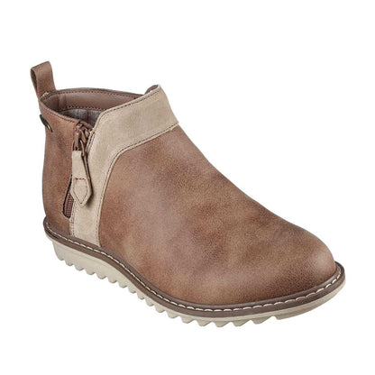 Mushroom - Pack Shot - Skechers Womens-Ladies Suede Arch Fit Ankle Boots