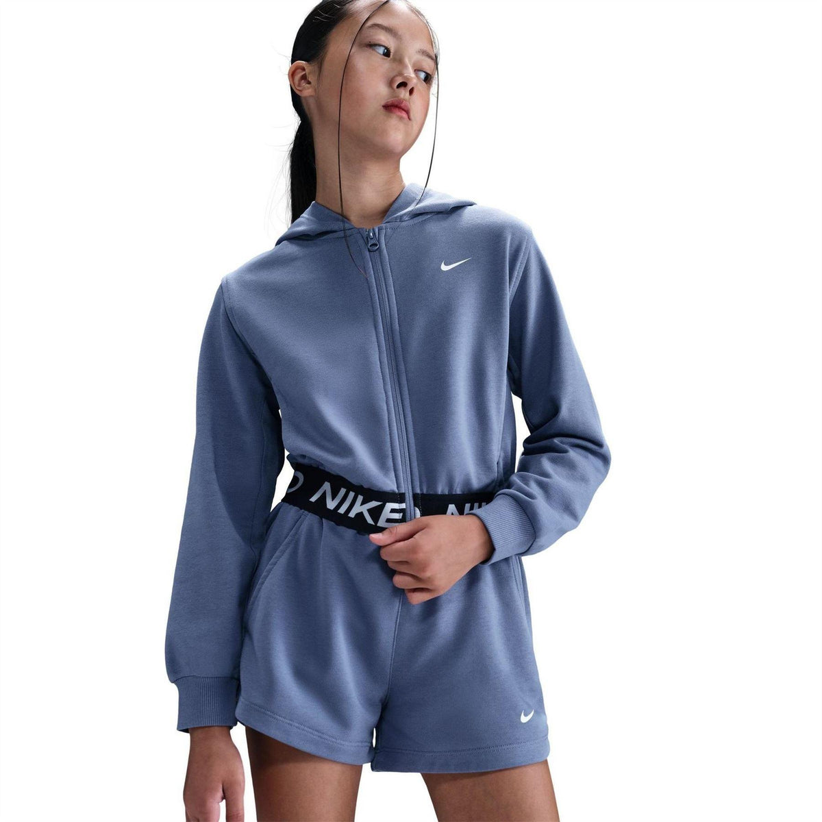 Indigo - Front - Nike Childrens-Kids Pro Full Zip Hoodie
