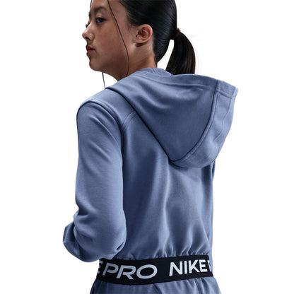 Indigo - Back - Nike Childrens-Kids Pro Full Zip Hoodie