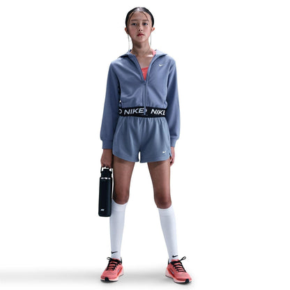 Indigo - Side - Nike Childrens-Kids Pro Full Zip Hoodie