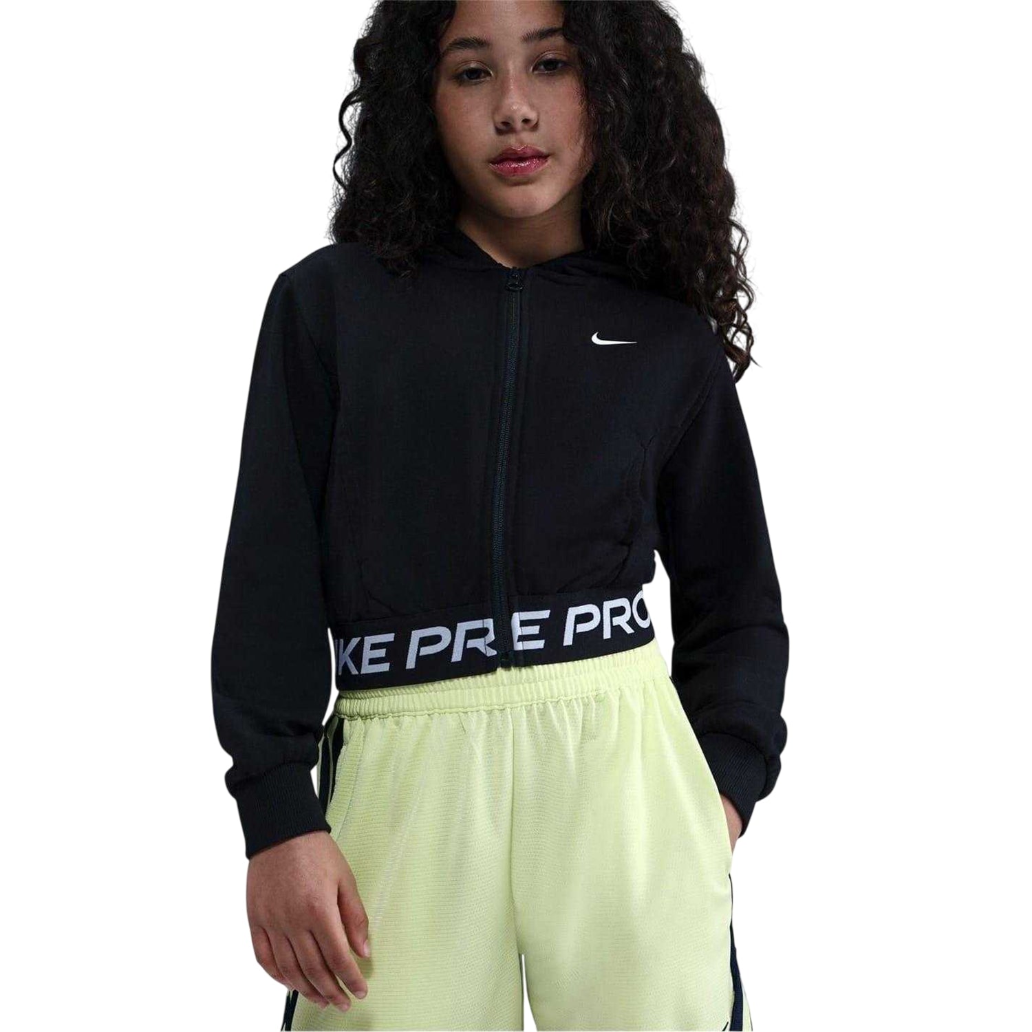 Black - Front - Nike Childrens-Kids Pro Full Zip Hoodie