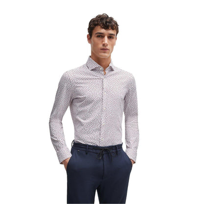 White - Side - Boss Mens Micro-Dot Oxford Spread Collar Formal Shirt