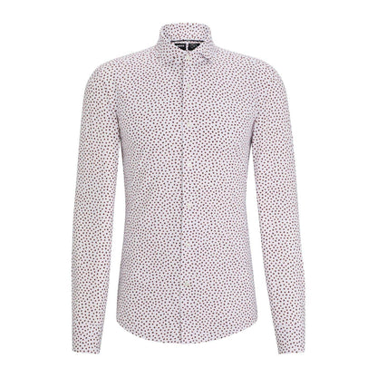 White - Front - Boss Mens Micro-Dot Oxford Spread Collar Formal Shirt