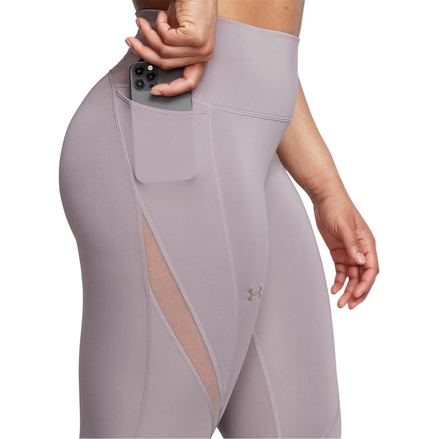 Frost Gray - Side - Under Armour Womens-Ladies Elite Athletic Workout Leggings