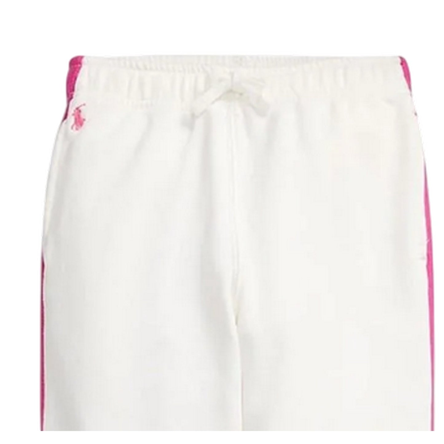 White-Pink - Side - Ralph Lauren Girls Cotton Embroidered Logo Joggers