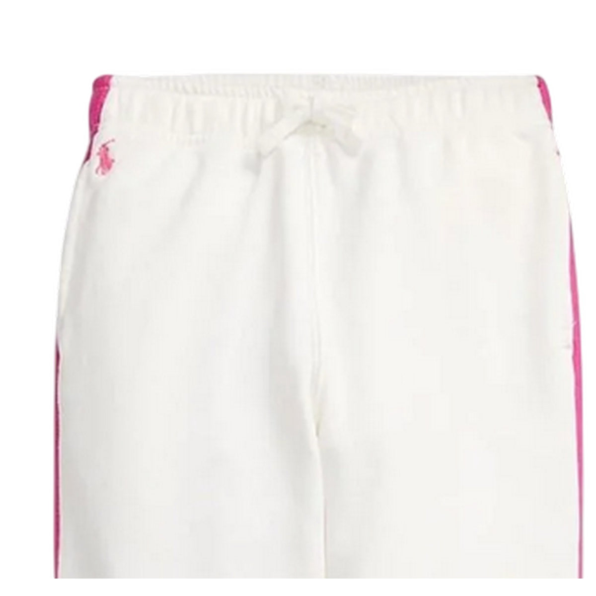 White-Pink - Side - Ralph Lauren Girls Cotton Embroidered Logo Joggers