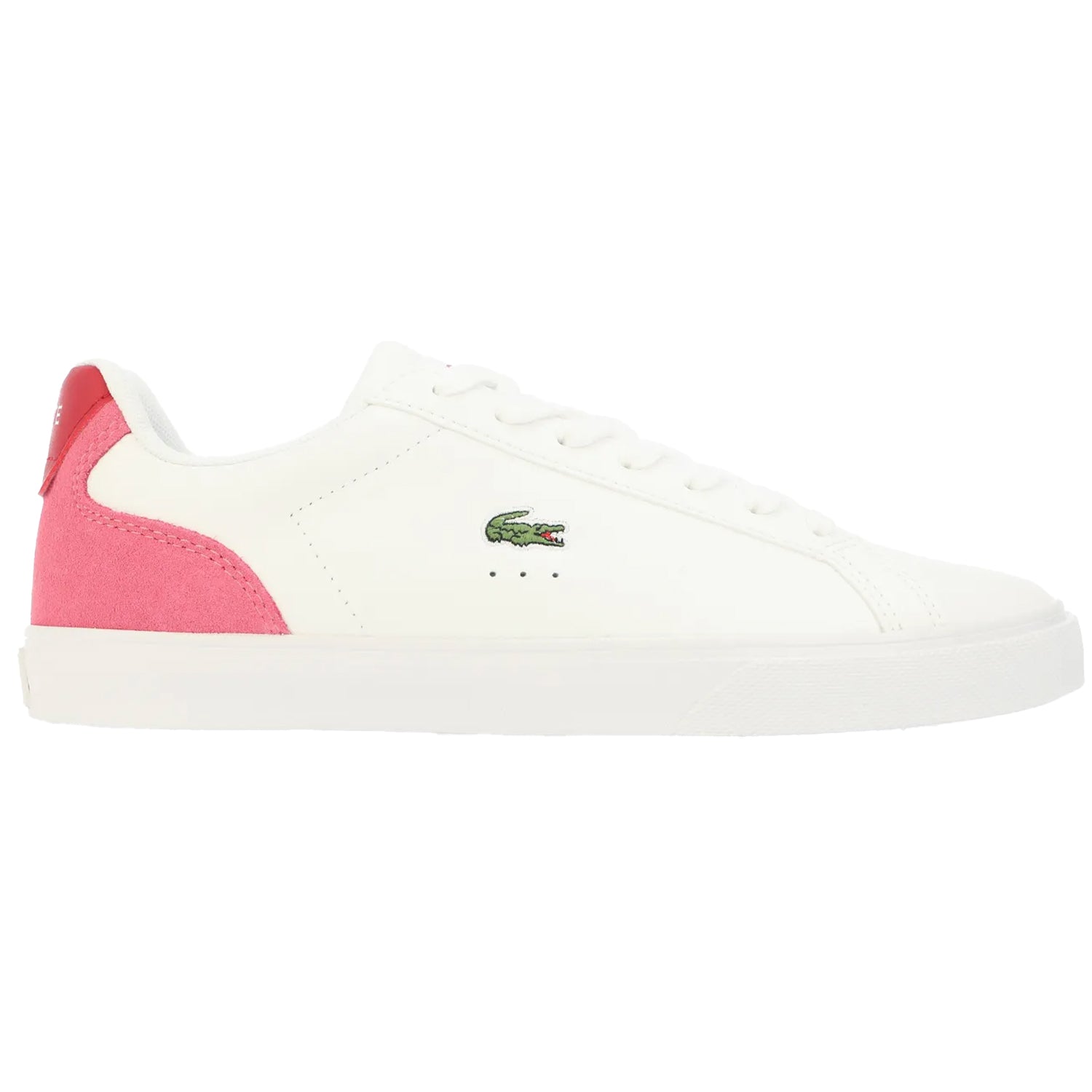 White-Pink - Back - Lacoste Womens-Ladies Lerond Pro Leather Trainers